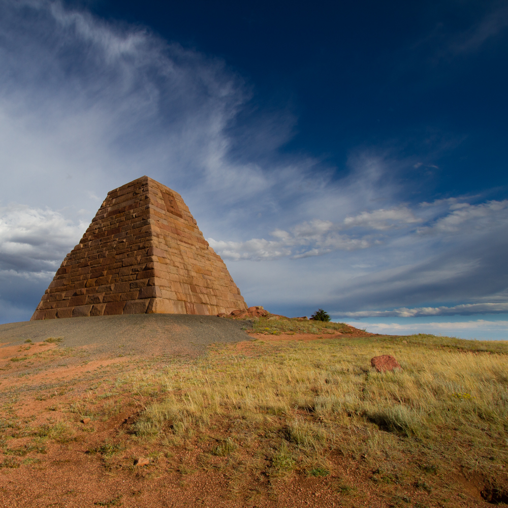 Ames Monument, one of many things to see along I-80 in Wyoming, towers alone against the sky.