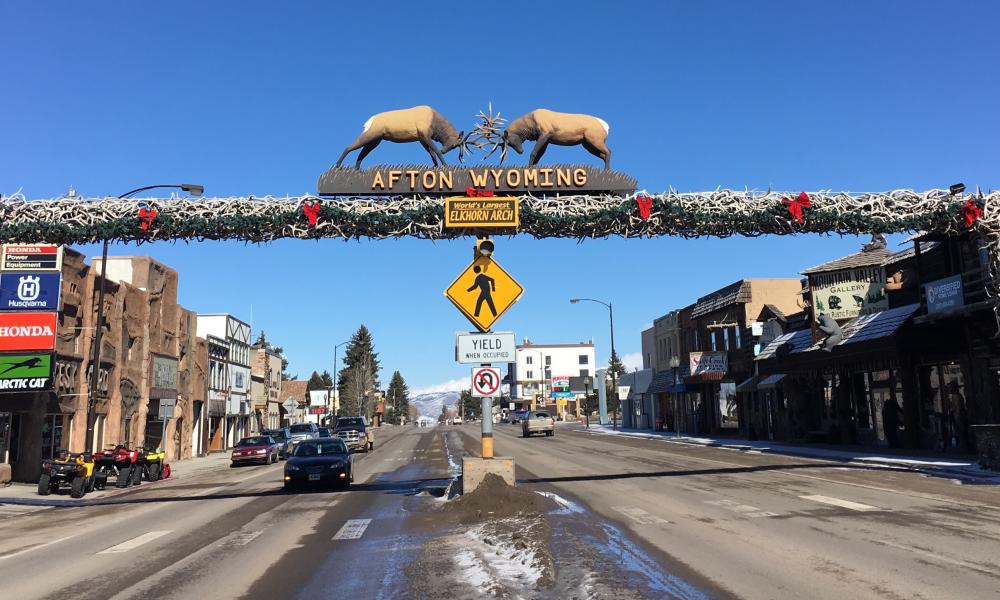 Places to Unplug in Wyoming-downtown Afton street