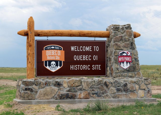 A sign telling visitors they are entering the Quebec 01 historic site, a top thing to see in Cheyenne.