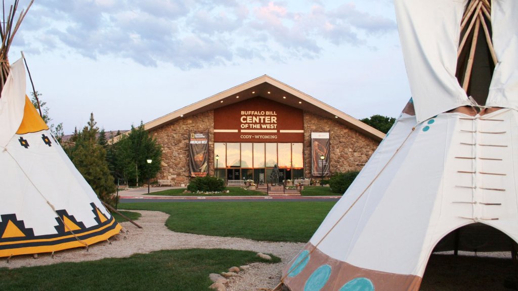 The Buffalo Bill Center of the West with teepees out front. 