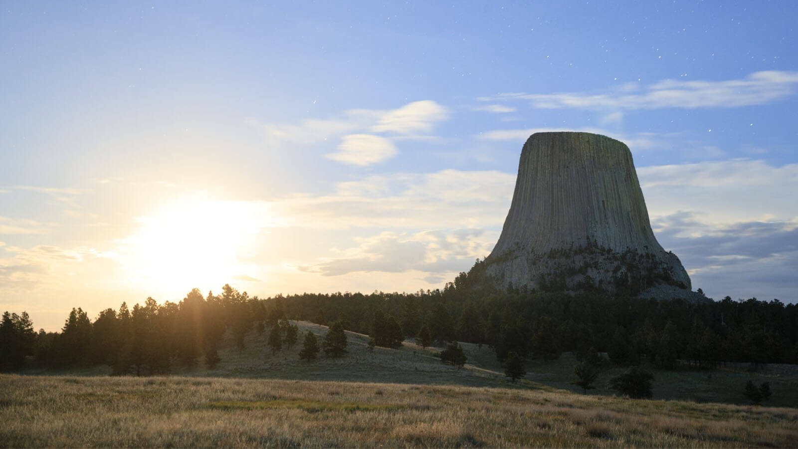 Devils Tower National Monument at sunset