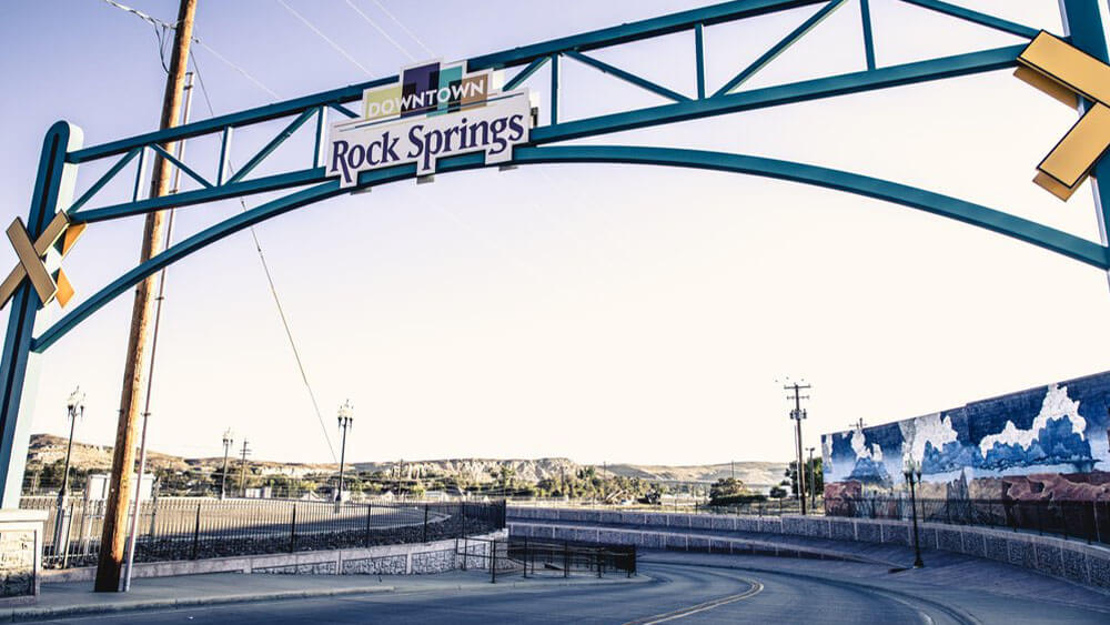 downtown Rock Springs overhead sign