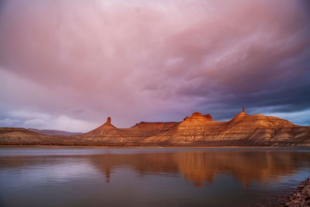 Sun illuminates Flaming Gorge in Rock Springs, one of the best things to do in the area.