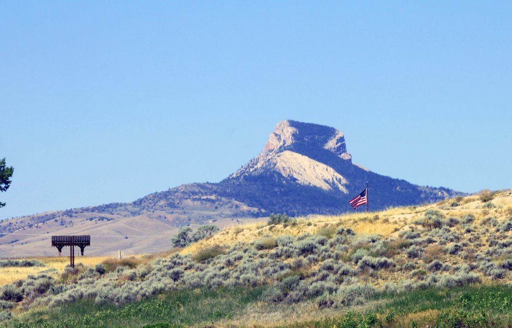 Scenic landscape at Heart Mountain, a landmark in Wyoming.