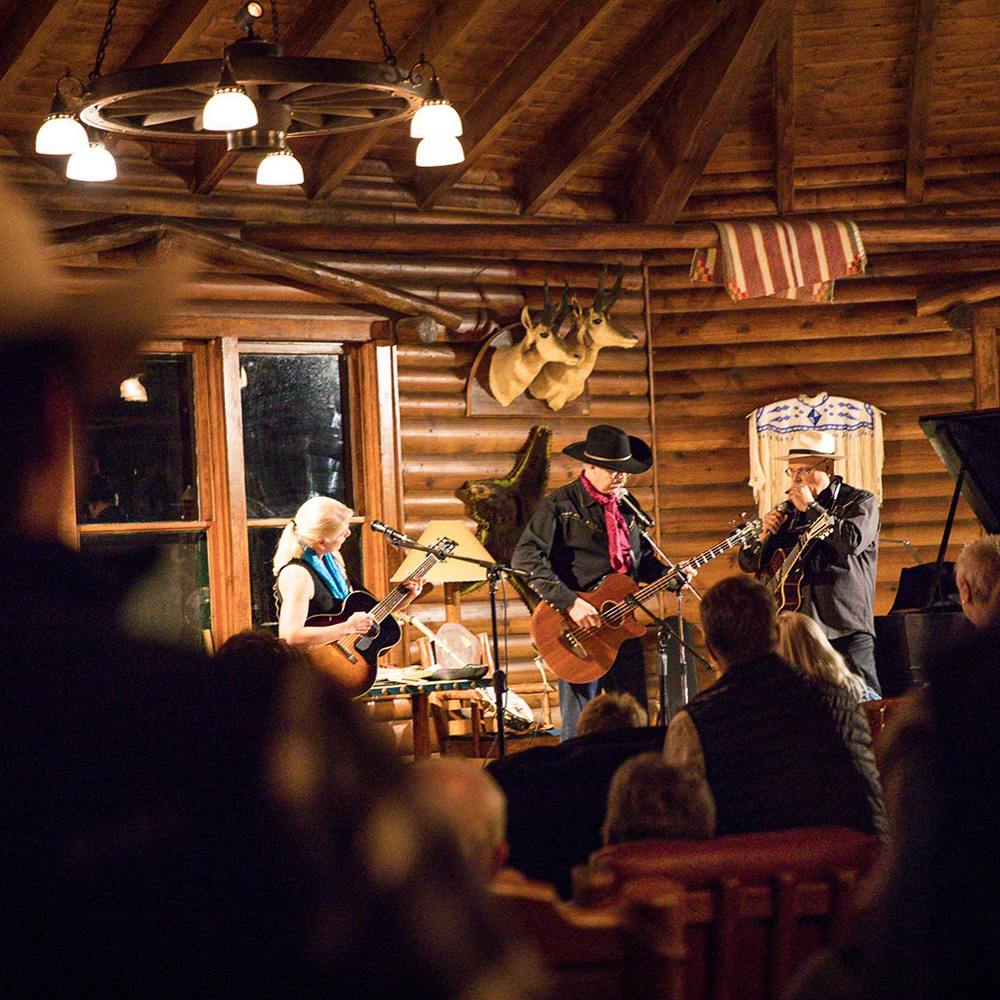 Live music performance on a dude ranch in Wyoming
