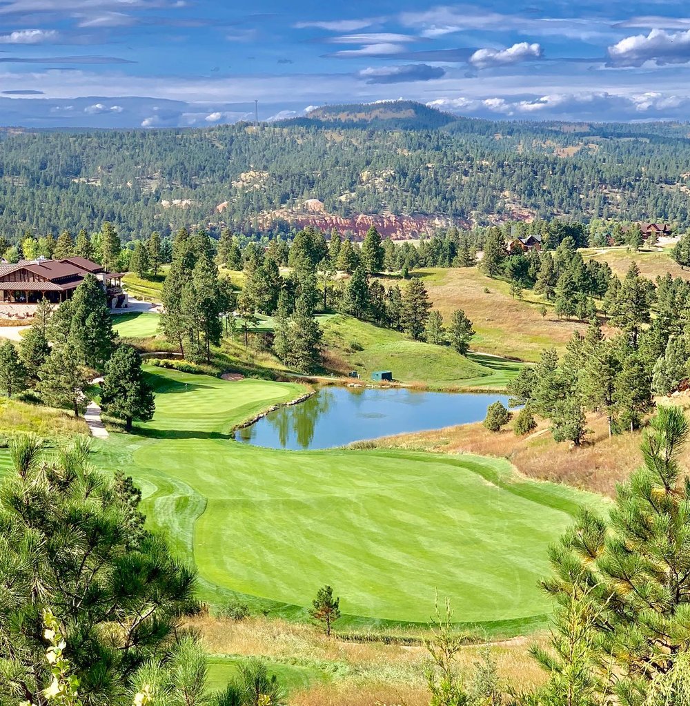 aerial view of the Golf Club at Devils Tower, an 18 hole course specializing in weddings and events in Wyoming.