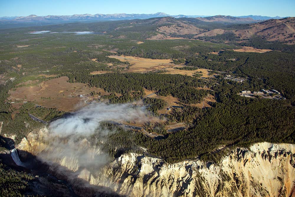 aerial view of Yellowstone National Park 