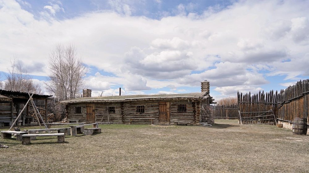 Old wooden state historic site named Fort Bridger. It is considered one of the most haunted places in Wyoming.