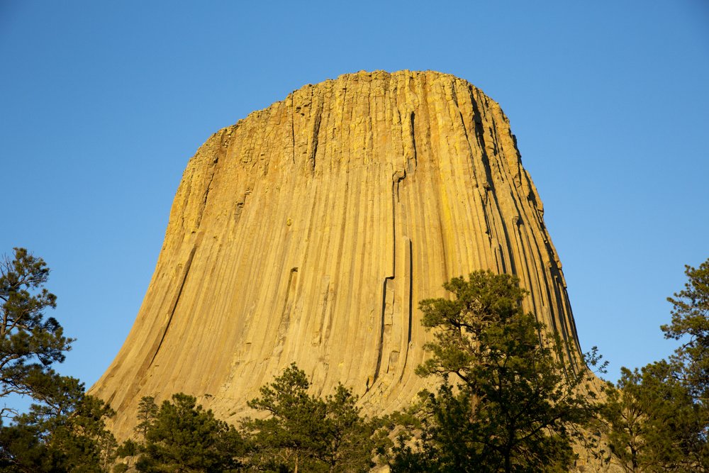 Close up of Devils Tower in Wyoming 