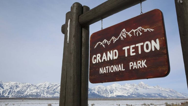 Grand Teton National Park sign.