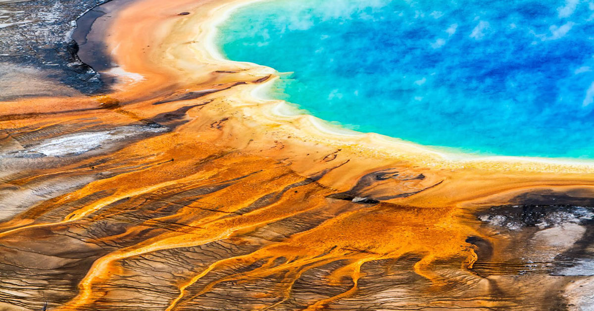 aerial view of Grand Prismatic Spring