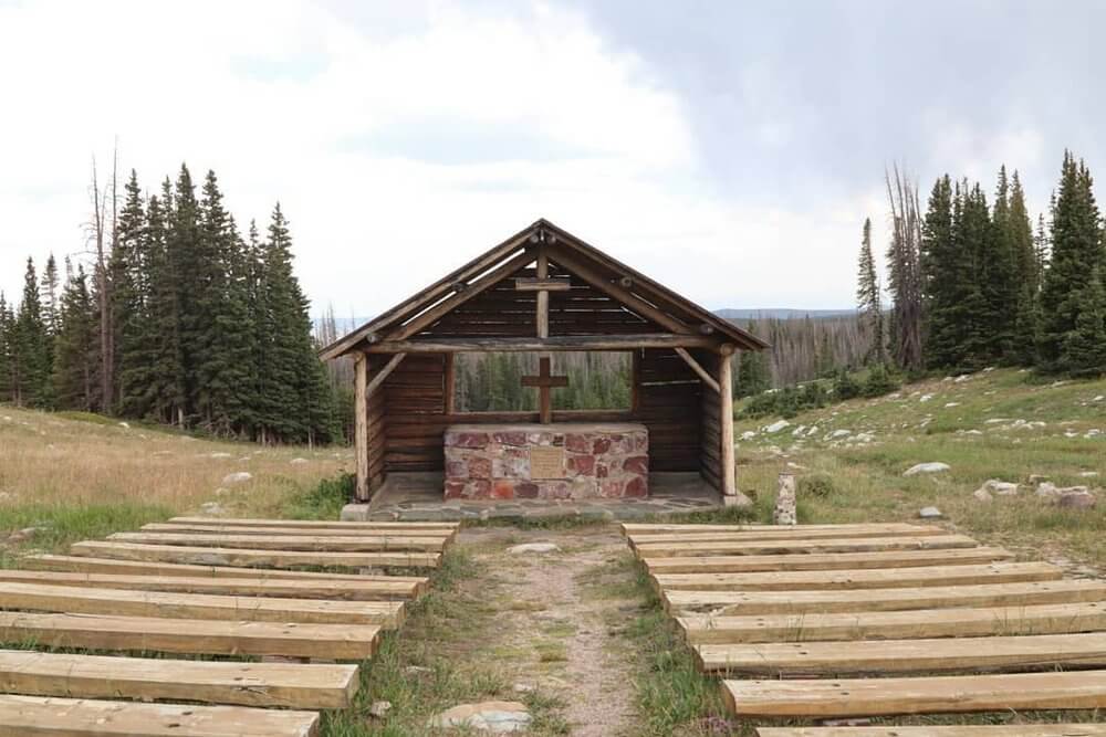 Little church outside in the mountains.