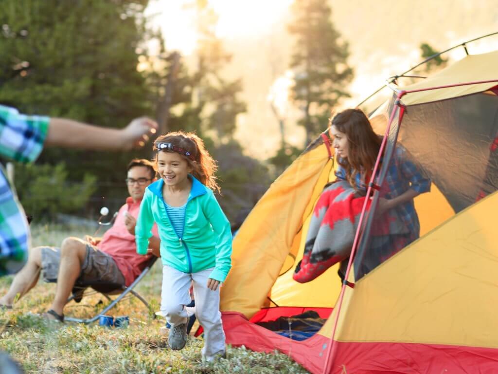 Family camping outdoors in Wyoming, an important family activity.