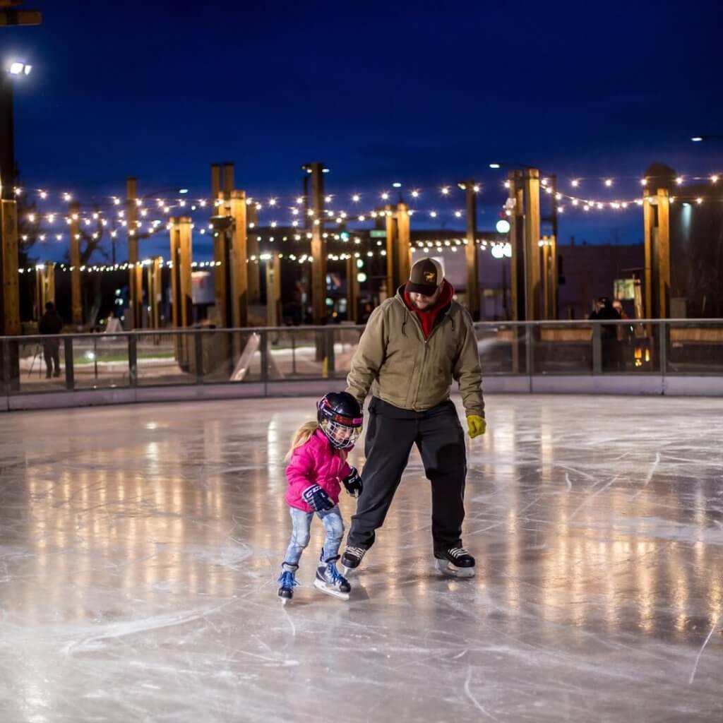 A great winter thing do to do with family is ice skating in downtown Casper, WY.